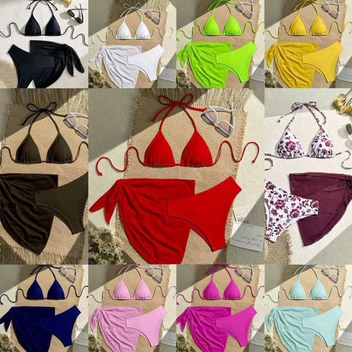 Damen Triangel-Bikini mit Wickeltuch und verstellbaren Trägern