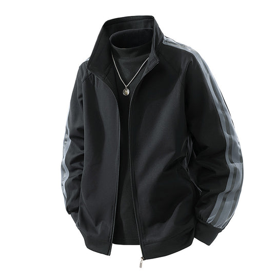 Herren Sportive Zipjacke mit Stehkragen und kontrastierenden Ärmestreifen Nord Taschen