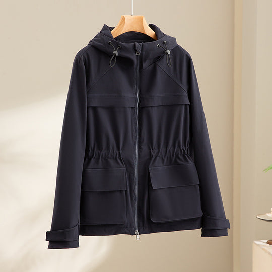 Damen Leichte Funktions-Utility-Jacke mit Kapuze, Kordelzug-Taille und aufgesetzten Klappentaschen Nord Taschen