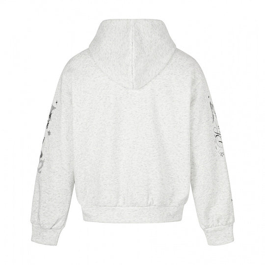 Unisex Oversize-Kapuzenzipjacke mit Allover-Grafikprint, Reißverschluss und geripptem Saum Nord Taschen