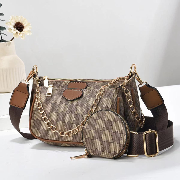 Damen Handtasche mit modischem Kettenverschluss und abnehmbarer Schmucktasche Nord Taschen