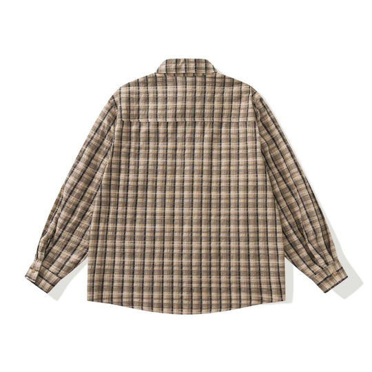 Herren Karierte Leinenhemd-Jacke mit aufgesetzten Brusttaschen Nord Taschen