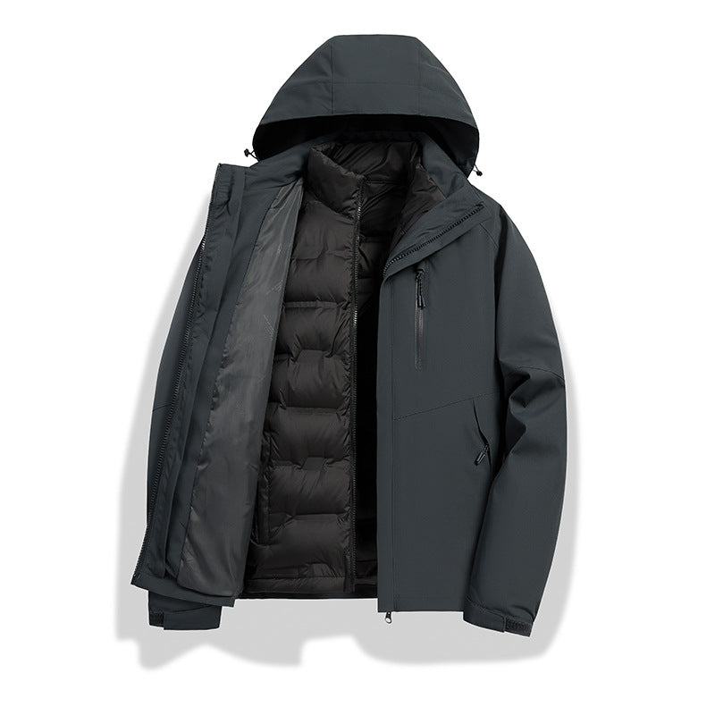 Damen 2-in-1 wasserdichte Winterjacke mit abnehmbarer Daunen-Innenweste Nord Taschen