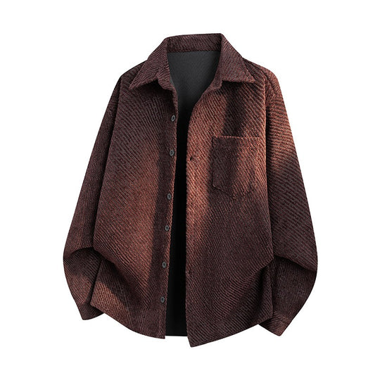 Damen Oversize-Textur-Hemdjacke mit diagonaler Struktur und Brusttasche Nord Taschen