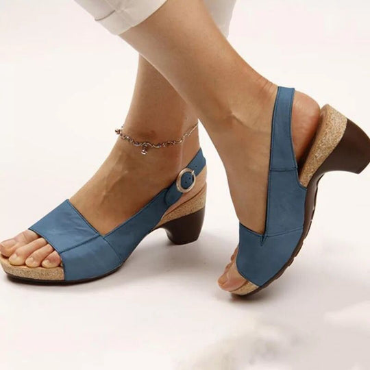 Damen Slingback-Sandalen mit anatomischem Fußbett und modischem Korkelement