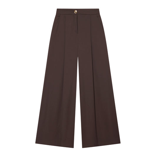 Damen 30+ elegante High‑Waist Culottehose mit Vordernaht, Bundfalte und weitem Bein Nord Taschen