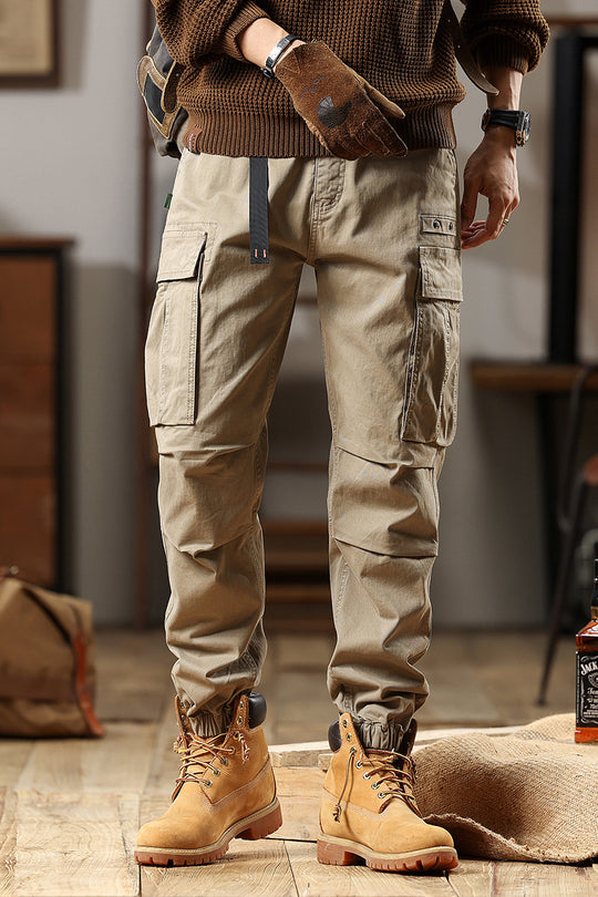 Herren Utility-Cargo-Hose mit verstellbarem Gürtelbund, Mehrfachtaschen und elastischem Saum Nord Taschen