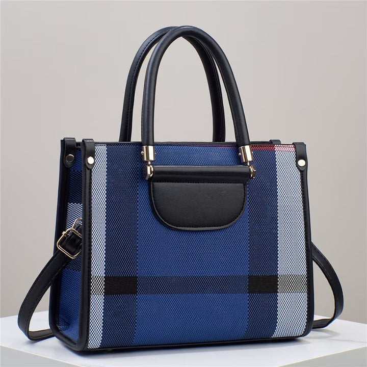 Damen elegante Handtasche mit kontrastreichem Karomuster und abnehmbarem Schultergurt Nord Taschen