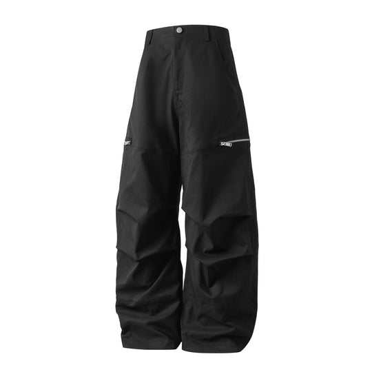 Damen Weite hochgeschnittene Cargopalazzo-Hose mit Reißverschlusstaschen und voluminösem Bein Nord Taschen