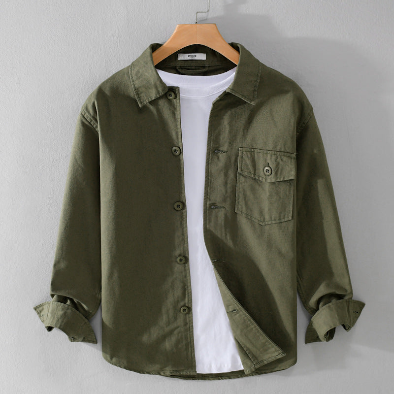 Herren Relaxed-Fit Baumwoll-Overshirt mit Brustpatte und Hemdkragen Nord Taschen