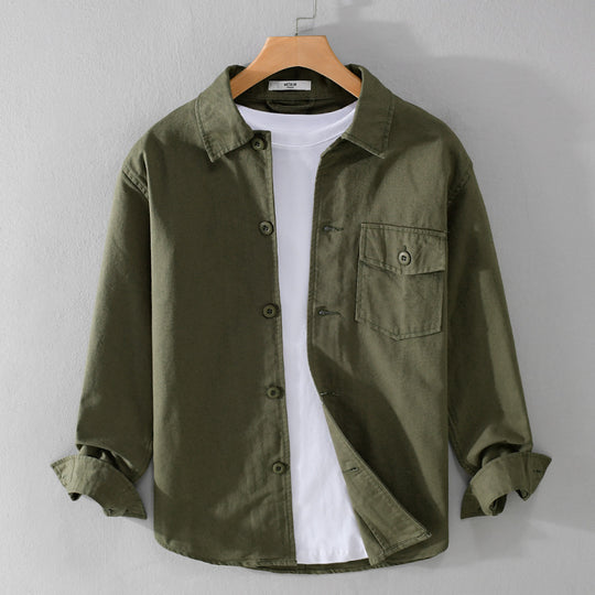 Herren Relaxed-Fit Baumwoll-Overshirt mit Brustpatte und Hemdkragen Nord Taschen