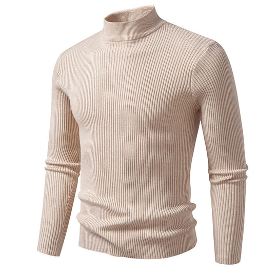 Herren Rippstrick-Mockneck-Pullover schmaler Schnitt thermischer Feinstrick Nord Taschen