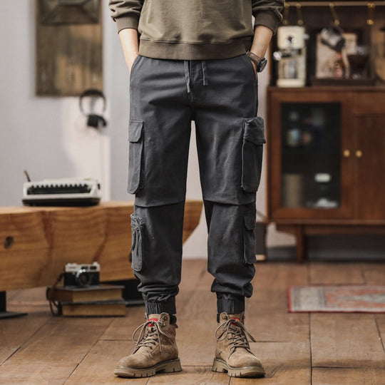 Herren Robuste Cargo-Jogginghose mit Multifunktions-Taschen Kordelzug elastische Bündchen Nord Taschen