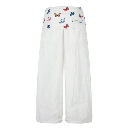 Damen Weite Palazzo-Loungehose mit gefaltetem Schmetterlingsbund und Kordelzug Nord Taschen