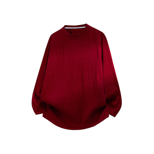 Unisex Oversize Strukturierter Rundhals-Pullover mit Ballonärmeln und abgerundetem Saum Nord Taschen