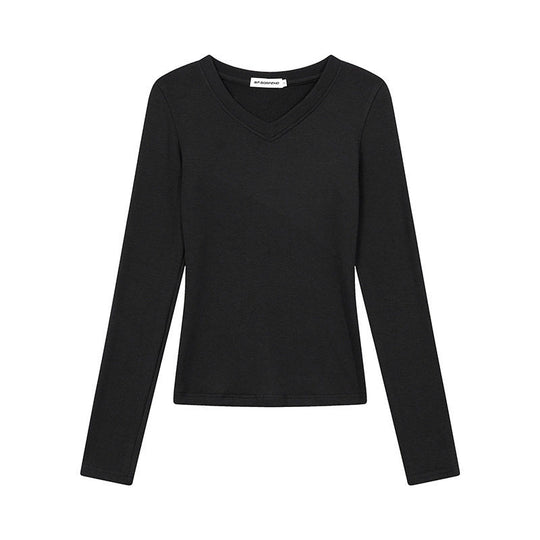 Damen Langarmshirt mit V-Ausschnitt und tailliertem Slim-Fit Nord Taschen