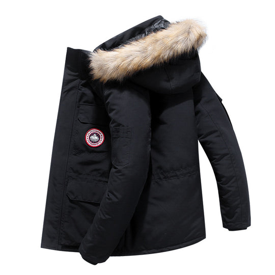 Herren Parka mit abnehmbarer Kapuze und Kunstfellbesatz, wind- und wasserdichte Thermoisolierung Nord Taschen