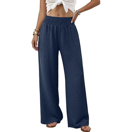 Damen Palazzo-Loungehose mit hohem Smokbund und weitem Bein Nord Taschen