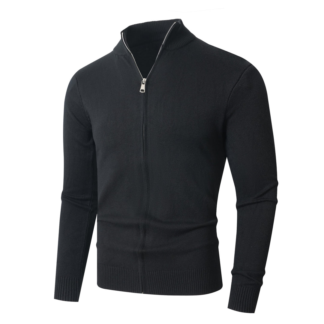 Herren Slim-Fit Feinstrick-Cardigan mit Zweifach-Reißverschluss und Stehkragen Nord Taschen