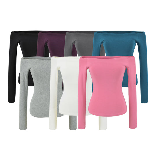 Damen Enganliegendes Off-Shoulder Longsleeve aus Stretch-Jersey Nord Taschen