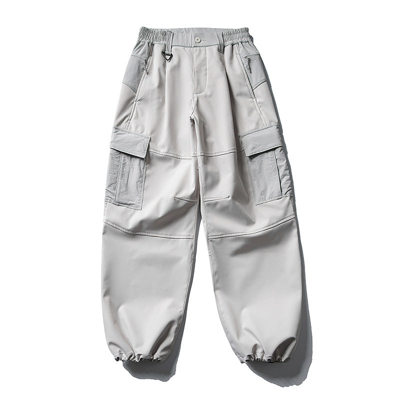 Herren Oversize-Cargohose mit elastischem Tunnelzugbund, Kniepaneelen und elastischen Bündchen Nord Taschen