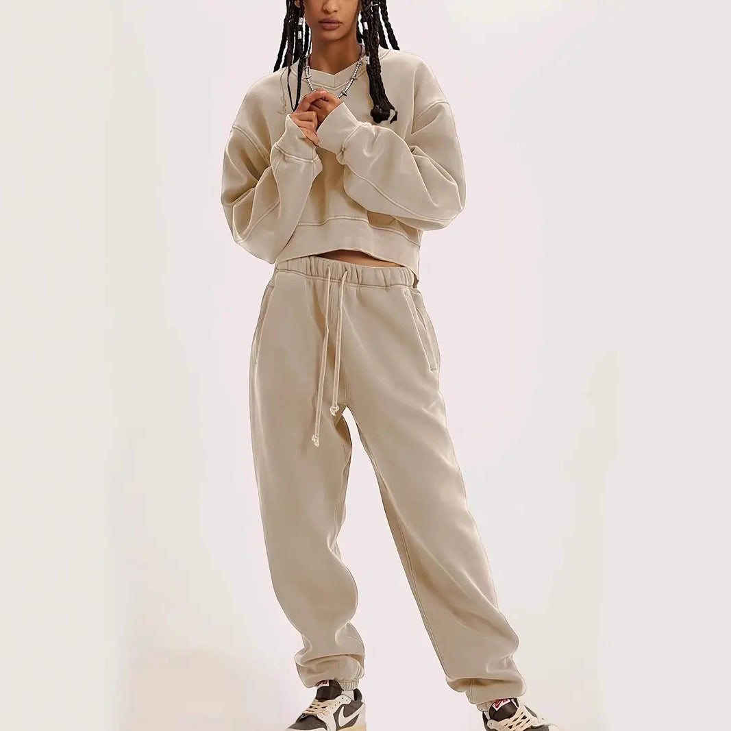 Damen Boxy-Sweatshirt mit überschnittener Schulter, verlängertem Rückenteil und brushed Fleece Nord Taschen