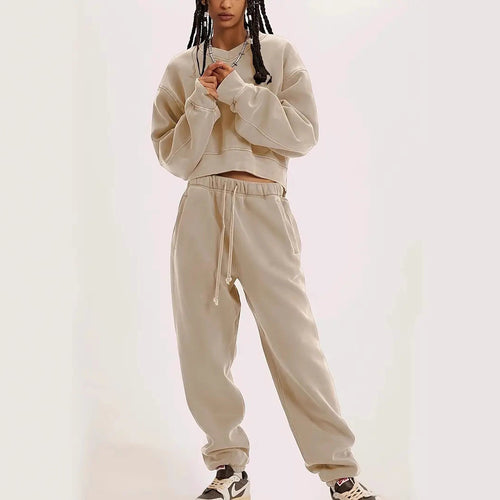 Damen Boxy-Sweatshirt mit überschnittener Schulter, verlängertem Rückenteil und brushed Fleece Nord Taschen