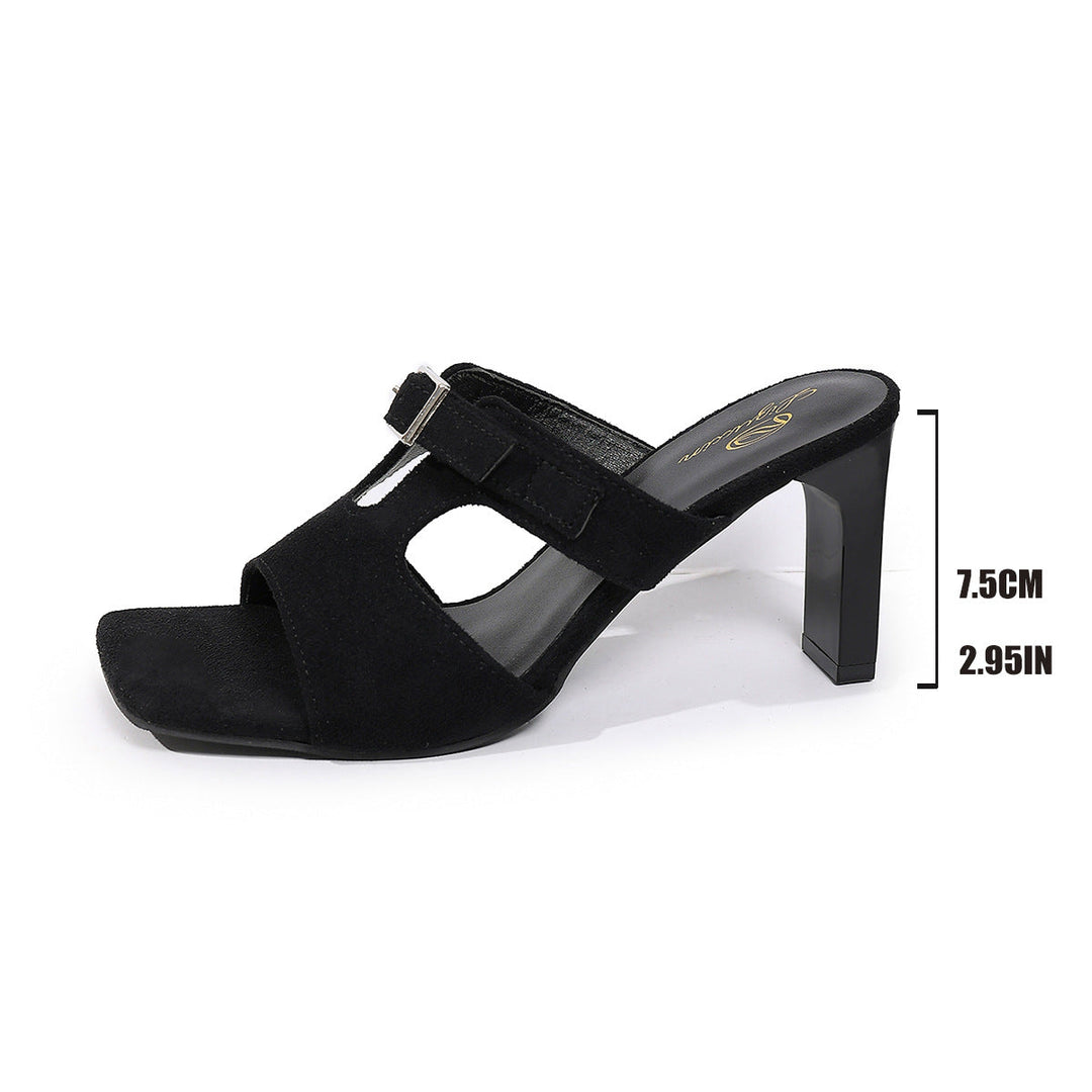 Damen elegante offene Sling-Pantoletten mit komfortablem Blockabsatz