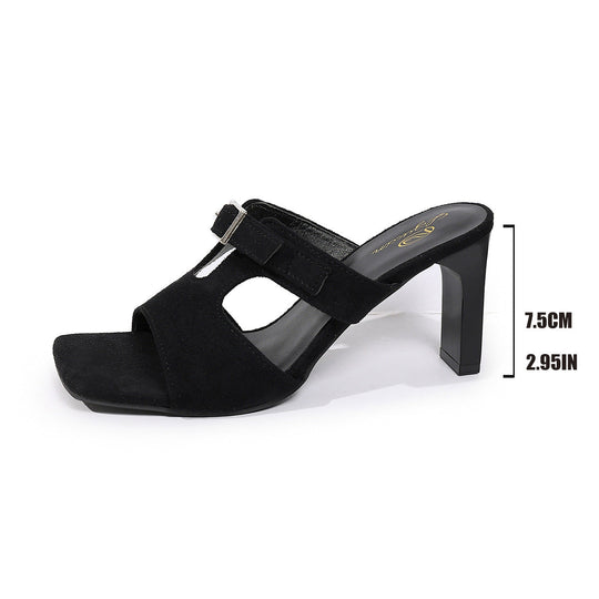 Damen elegante offene Sling-Pantoletten mit komfortablem Blockabsatz