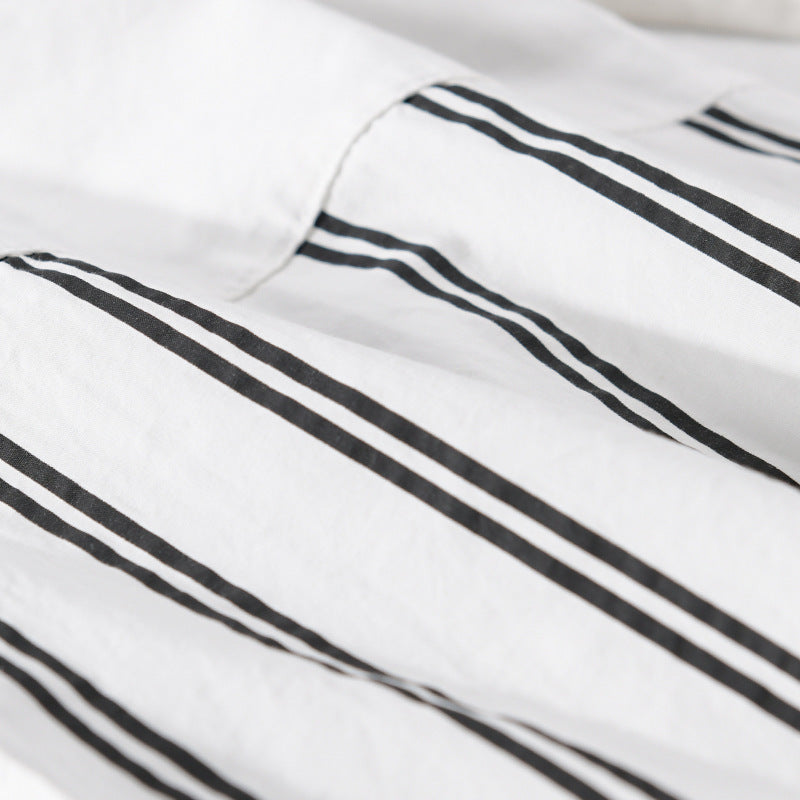 Damen Zweiteiliges Loungewear-Set mit Oversize-Hemd im Streifenpatch und elastischer Bund-Jogger Nord Taschen