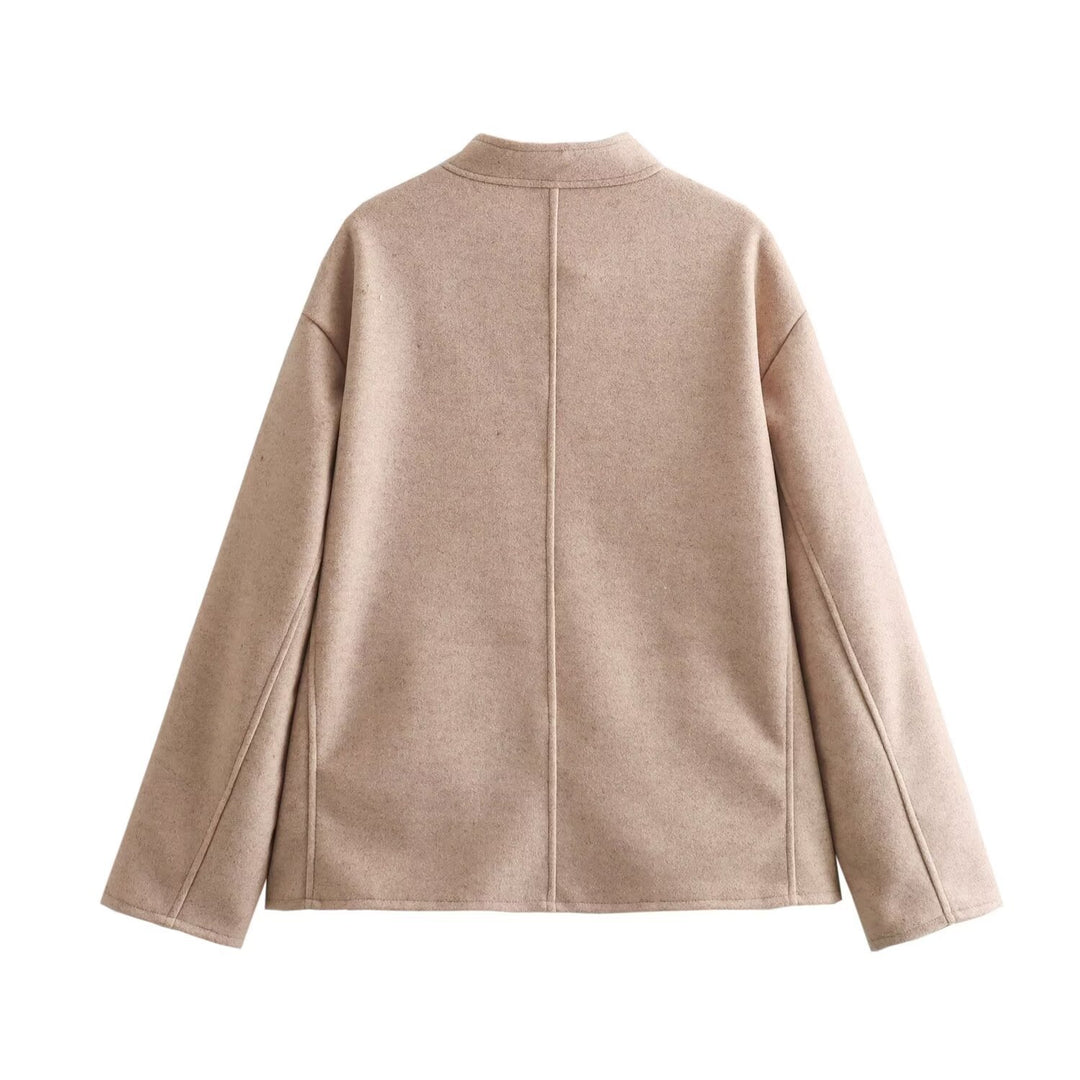 Damen Kurzjacke im Wollmix mit Rundhals, Oversize‑Passform und großen aufgesetzten Taschen Nord Taschen