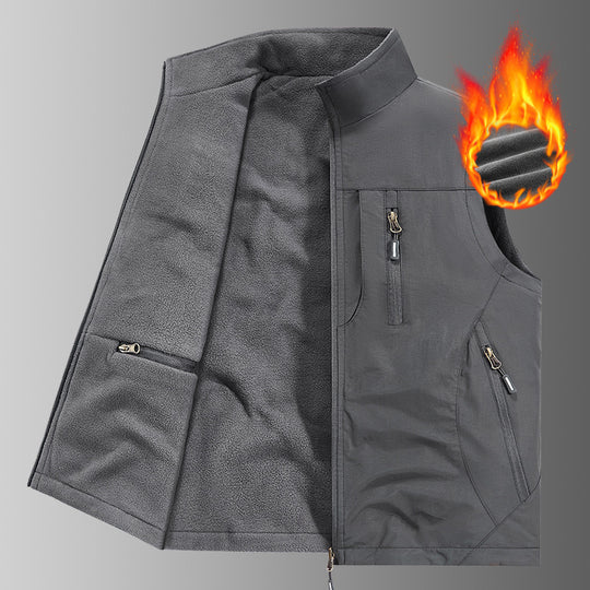 Herren Thermo-Fleece Outdoorweste mit wärmender Teddyfutter-Innenseite, winddichter Außenlage & Multifunktions-Reißverschlusstaschen Nord Taschen