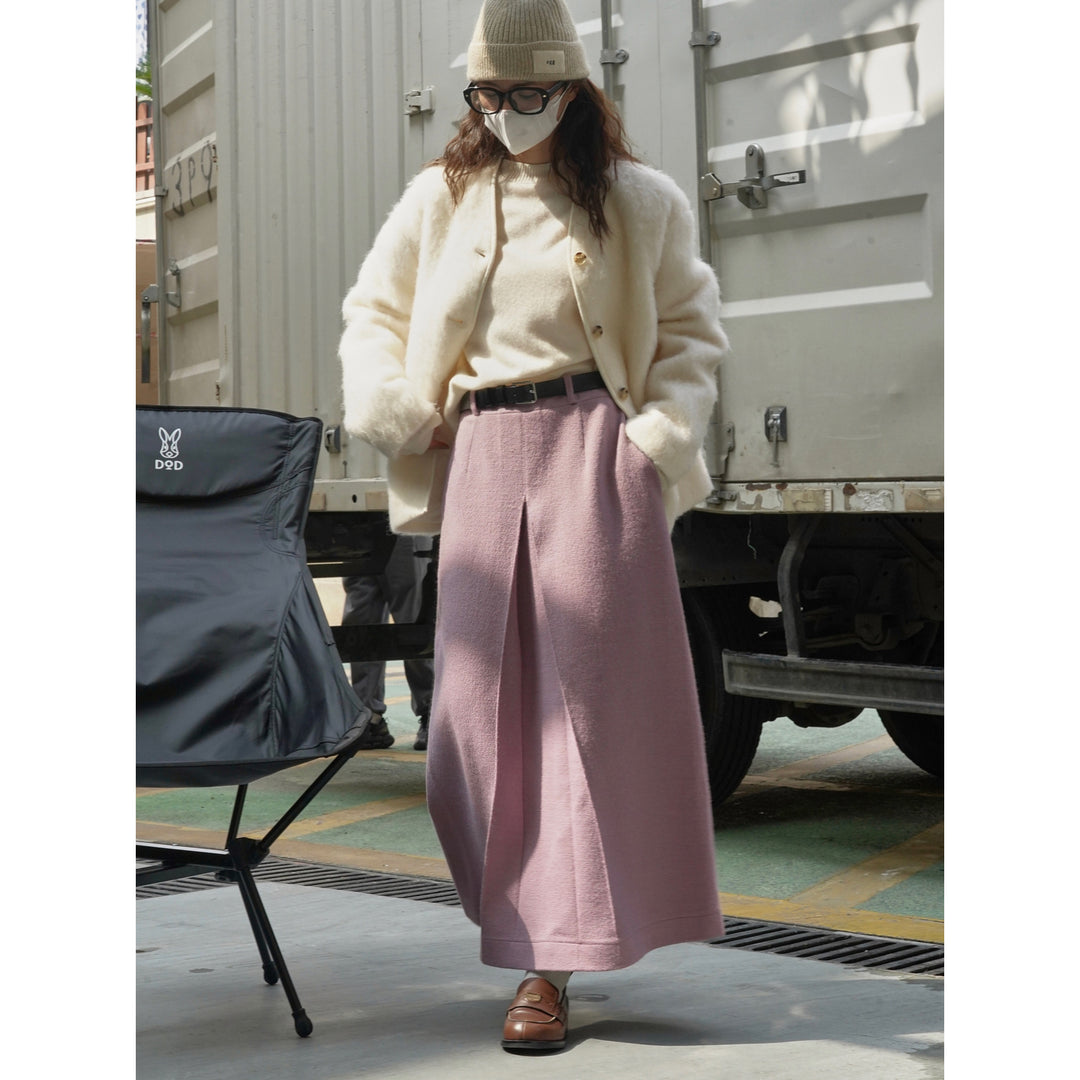 Damen Midirock mit hohem Bund und zentraler Kellerfalte Nord Taschen