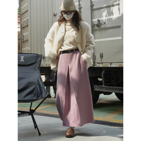 Damen Midirock mit hohem Bund und zentraler Kellerfalte Nord Taschen
