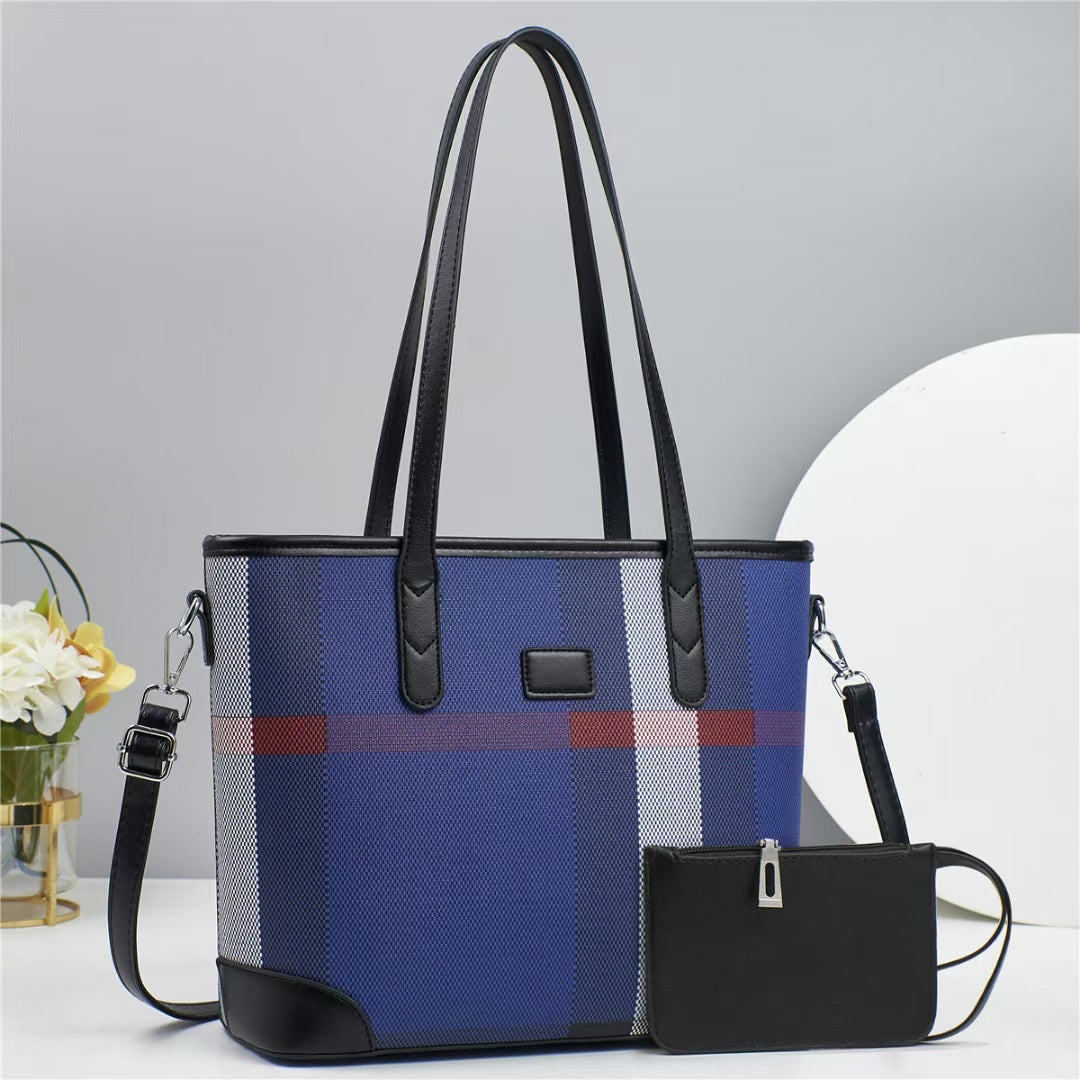 Damen Shopper-Tasche mit eleganten Streifen und praktischer Mini-Clutch Nord Taschen