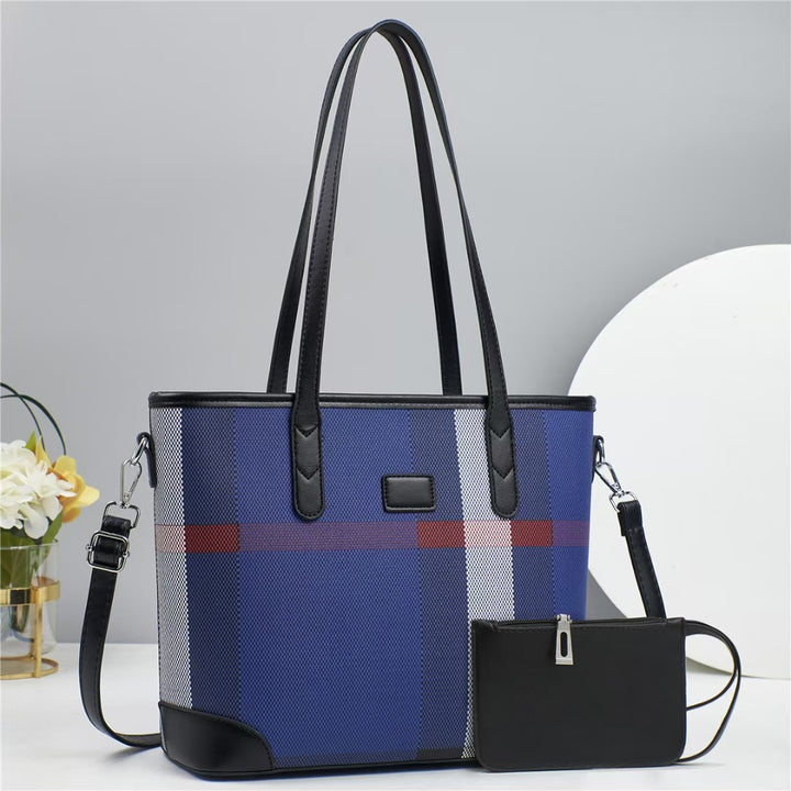 Damen Shopper-Tasche mit eleganten Streifen und praktischer Mini-Clutch Nord Taschen