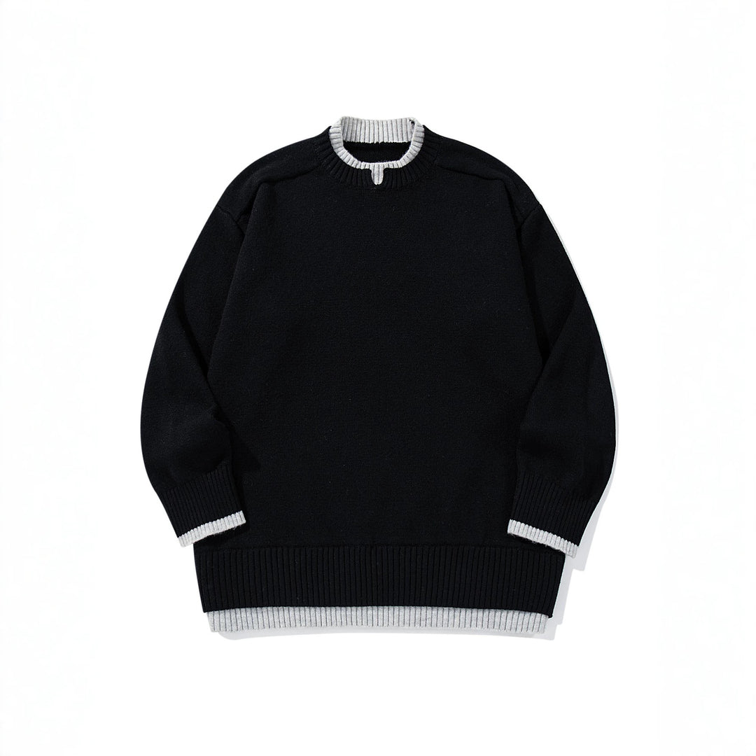 Damen Oversize‑Strickpullover mit kontrastiertem Rippkragen und verlängertem Bund Nord Taschen