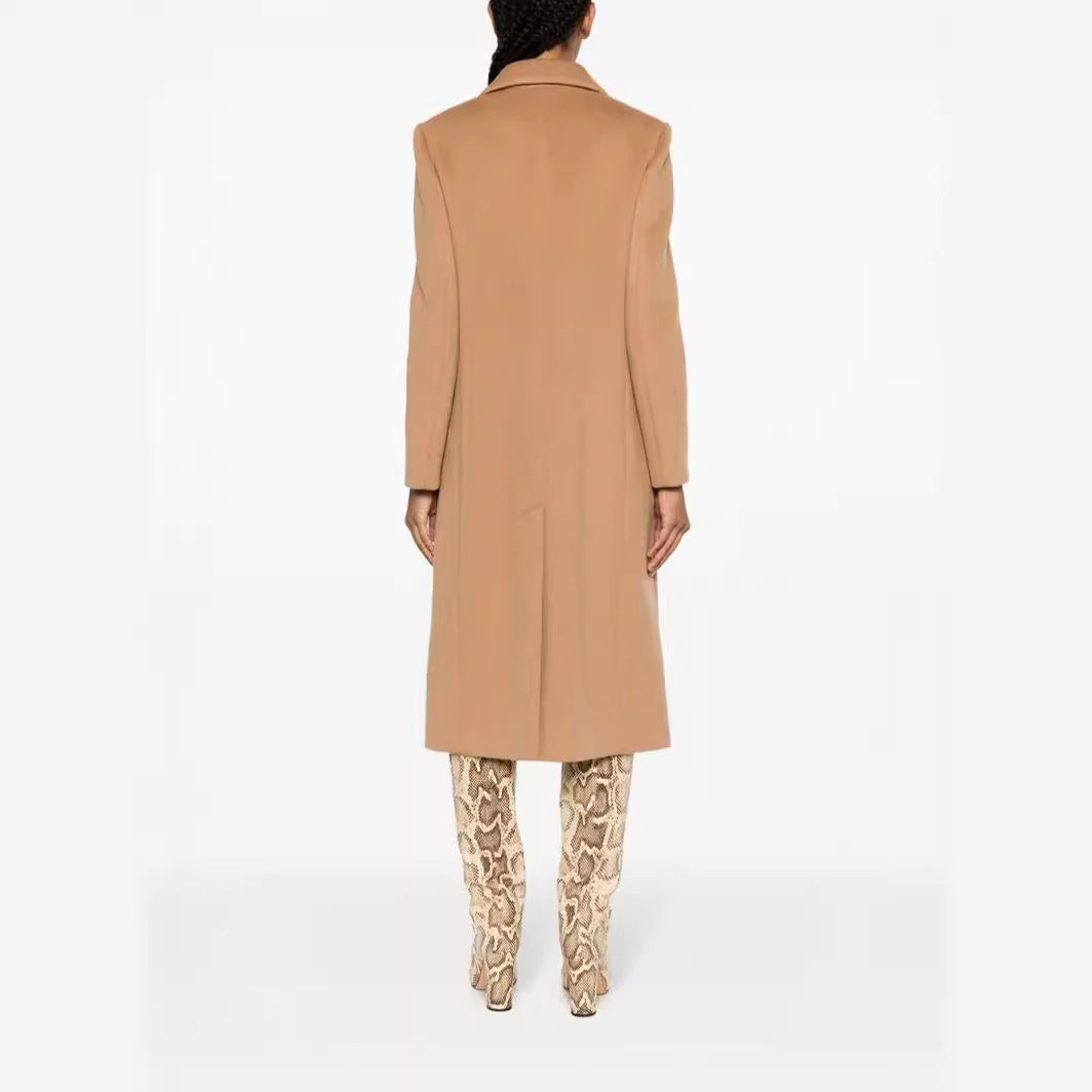 Damen Einreihiger Wollmix-Longcoat mit Ein-Knopf‑Verschluss und Pattentaschen Nord Taschen