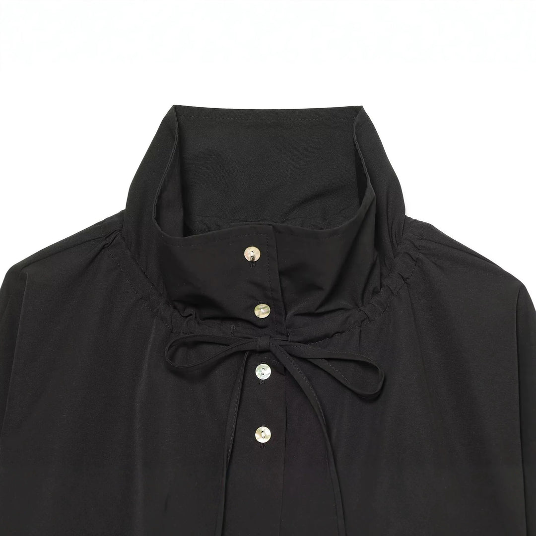 Damen Kurzer Cropped-Blouson mit hohem Stehkragen, Knopfleiste und Tunnelzugsaum Nord Taschen