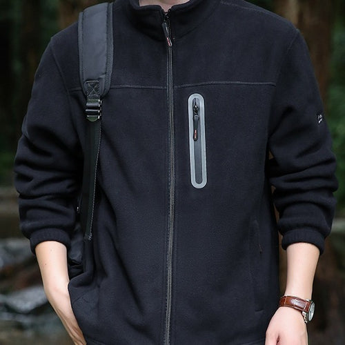 Herren Atmungsaktive Microfleecejacke mit wasserabweisender Brustreißverschluss-Leiste und Stehkragen Nord Taschen