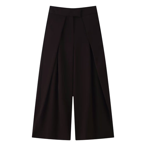 Damen weit geschnittene Culotte-Hose mit eleganten Falten und hohem Bund