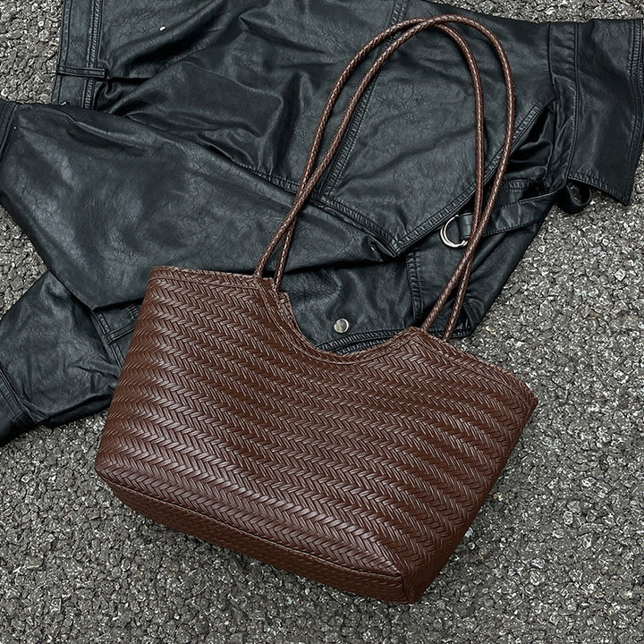 Damen Jute-Shopper-Tasche mit auffälligem Wabenmuster Nord Taschen