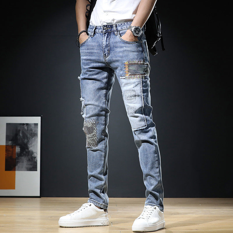 Herren Modische Ripped Jeans mit kreativen Patches Nord Taschen 1788342369