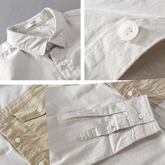Herren Kontrast-Brusttaschen-Overshirt aus leichter Baumwollmischung mit Relaxed‑Fit Nord Taschen