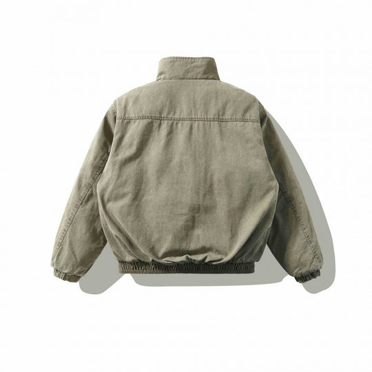 Unisex Weitgeschnittene Canvas-Utility-Jacke mit Stehkragen, Pattentaschen und elastischem Saum Nord Taschen