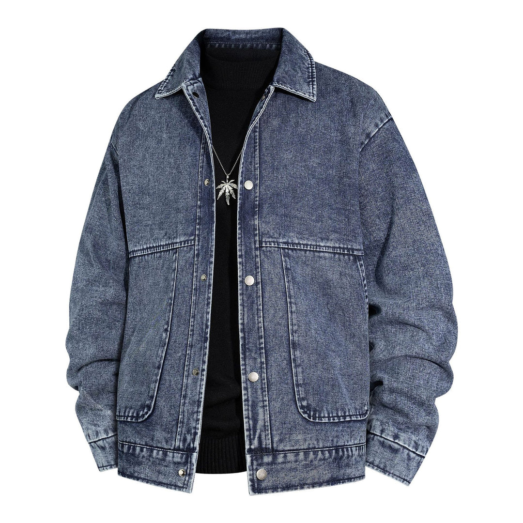 Herren Oversized Jeansjacke mit Stonewash-Effekt und aufgesetzten Taschen Nord Taschen