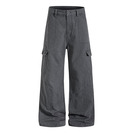 Damen Weite Cargo-Hose aus Baumwoll-Mix mit hohem Bund und Multifunktionstaschen Nord Taschen