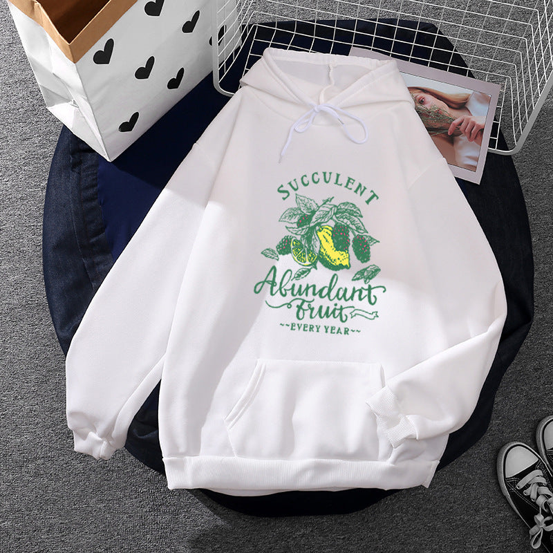 Damen nan Kapuzenpullover im Relaxed-Fit mit botanischer Frucht-Illustration und Kängurutasche Nord Taschen