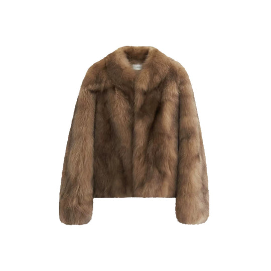 Damen Kurzmantel aus hochflorigem Kunstpelz mit tailliertem Boxy-Schnitt und voluminösem Schalkragen Nord Taschen