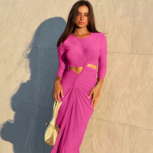 Damen elegantes Wickelkleid mit raffinierten Drapierungen und Cut-Out-Details Nord Taschen
